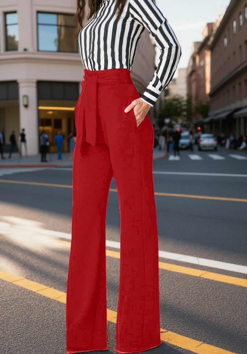 LKOUS Women's Stretchy High Waisted Straight Leg Dress Pants Office Daily Business Casual Bottoms - Image 4